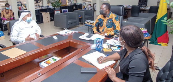 Dr Yaw Osei Adutwum (2nd from right), Minister of Education,  in a discussion with Mr Mohammed I.K. Al Rumaihi, Deputy Ambassador for Qatar in Ghana