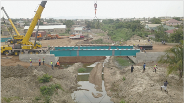  Aerial view of the 25m span bridge at Kasoa America in the Central Region