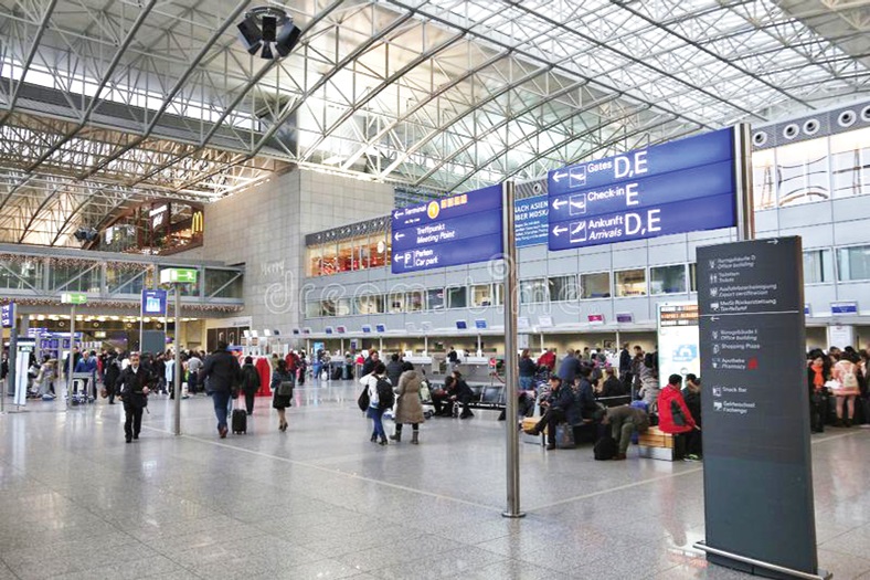 Inside the busy terminal of the Frankfurt Airport