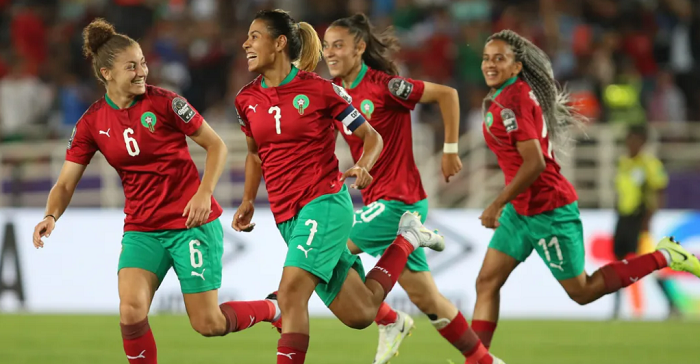 The Atlas Lionesses celebrate the lone goal
