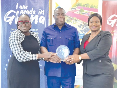 From left: Rosemary Beryl Archer, GEXIM Deputy CEO –Banking,  Lawrence Agyinsam GEXIM CEO and Nana Akyaa Obeng-Adiyiah, GEXIM Deputy CEO- Finance and Administration