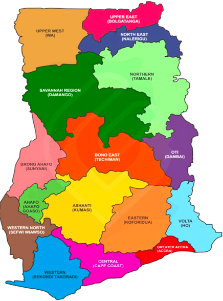 Regional Map of Ghana 