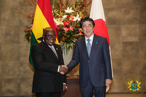 President Akufo-Addo with the late Shinzo Abe, former Prime Minister of Japan