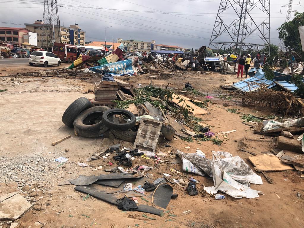 Illegal structures under GRIDCo high tension lines demolished at La Bawaleshie