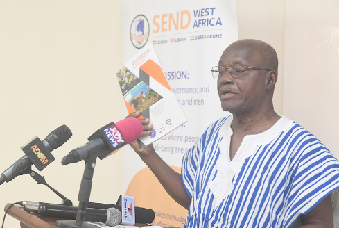 Siapa Kamara, CEO of Send Ghana speaking at the launch of the SEND GHANA CSO Social Protection Mirror report in Accra  