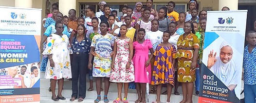 Thywil Eyram Kpe (right) with some of the adolescent girls after the meeting
