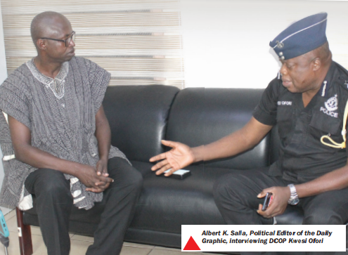 Albert K. Salia, Political Editor of the Daily Graphic, interviewing DCOP Kwesi Ofori