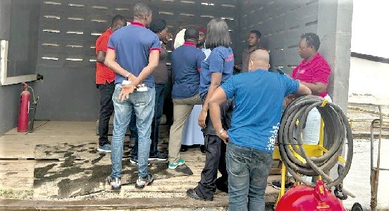 NPA officials at one of the filling stations
