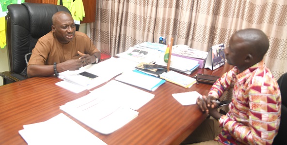   David Osafo Adonteng (left), acting D-G, National Road Safety Authority, in an interview with our reporter