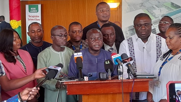 Kwame Anyimadu-Antwi, Chairman of the Ashanti Regional NPP MPs caucus addressing the media at Parliament