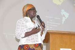 Dr Adwoa Agyei-Nkansah, a Senior Lecturer at the Department of Medicine and Therapeutics, University of Ghana Medical School, lecturing some health practitioners at the ceremony. Picture: ESTHER ADJORKOR ADJEI