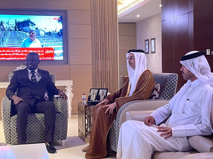 Minister for Youth and Sports, Mustapha Ussif holding bilateral discussions with his counterpart from Qatar, Salah bin Ghanim Al-Ali