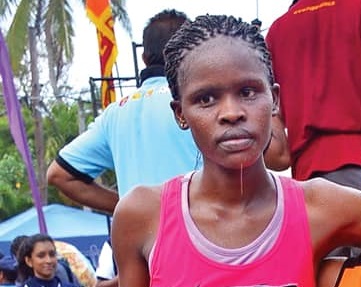 Top Kenyan athlete Emily Jepkoech arrives for Kwahu Marathon