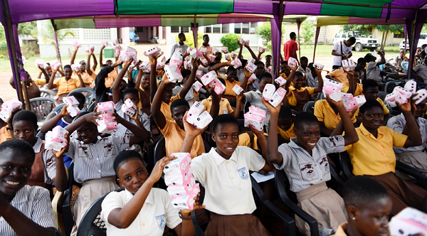 Plan International Ghana, a Non-Governmental Organisation (NGO), has distributed more than 4,000 sanitary pads to girls in schools in the Okere District in the Eastern Region as part of activities marking this year’s Menstrual Hygiene Day celebration.