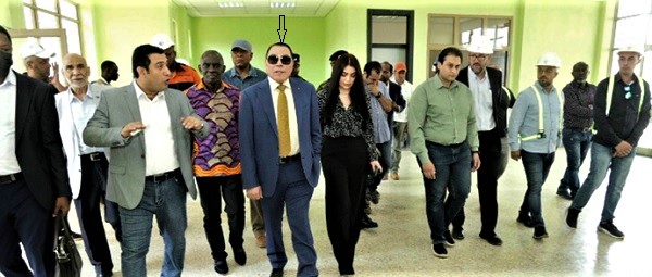 Abou Shamaa (left) conducting Dr Said Deraz (arrowed) and other officials round the hospital facilities