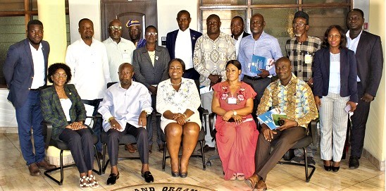 COP Maame Yaa Tiwaa Addo-Danquah (middle), Executive Director, EOCO;  Ama J. Opoku (seated left), Deputy Executive Director, EOCO; Barima Dr Ofori Ameyaw (seated 2nd from left), Chairman of the Council of Elders, GUTA, and Clement Boateng (seated right), Vice-President of GUTA, with other officials of GUTA and EOCO. Picture: ERNEST KODZI