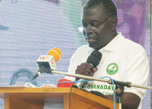 Benito Owusu-Bio, Deputy Minister of Lands and Natural Resources, speaking at the press conference