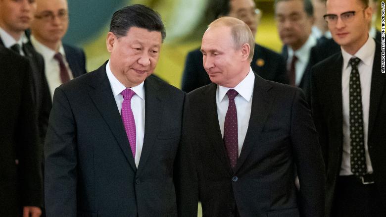 Chinese President Xi Jinping and Russian President Vladimir Putin at the Kremlin in Moscow on June 5, 2019.