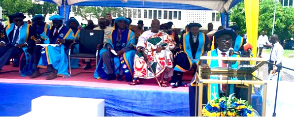 Kwaku Ofori Asiamah delivering a speech at the Regional Maritime University congregation