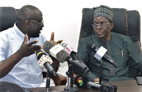 Hanan Abdul-Wahab (left), CEO of NAFCO, interacting with Alban Bagbin, Speaker of Parliament. Picture: ERNEST KODZI