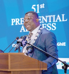 Rev. Prof. Charles Anum Adams, President of the Ghana Institution of Engineering, delivering the 51st Presidential Address
