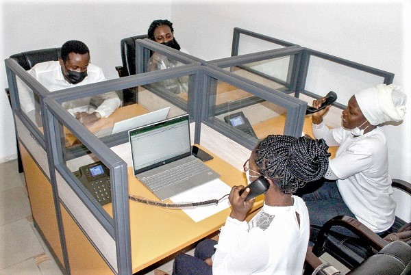 A view of the call centre of the Mental Health Authority. 