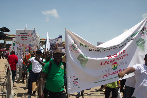 A banner of Public Services Workers Union at the 2022 national celebration of May Day A banner of Public Services Workers Union at the 2022 national celebration of May Day