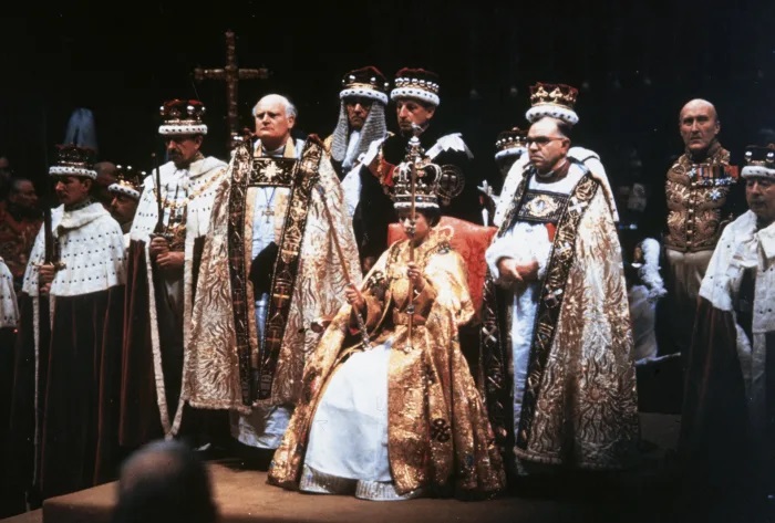 Queen Elizabeth II after her coronation ceremony in Westminster Abbey, London.  Hulton Archive/Getty Images