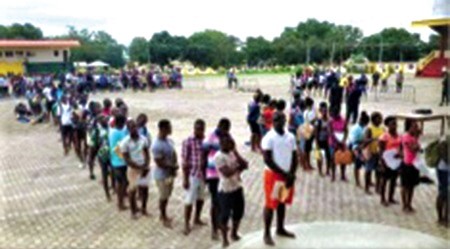 Teeming youth in long queues for employment