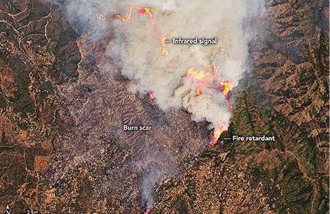 Fires are burning through parched forests near Yosemite National Park, California. Credit: NASA Earth Observatory Fires are burning through parched forests near Yosemite National Park, California. Credit: NASA Earth Observatory