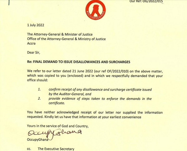 Occupy Ghana's letter Occupy Ghana's letter