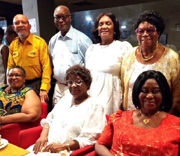 Seated (left): Esi Sutherland, Mrs Florence Laast, Mrs Chinery Hesse. Standing (left): Anis Haffar, Dr Alfred Lutterodt, Mrs Theodora Woode and Dr (Mrs) Sylvia Boye