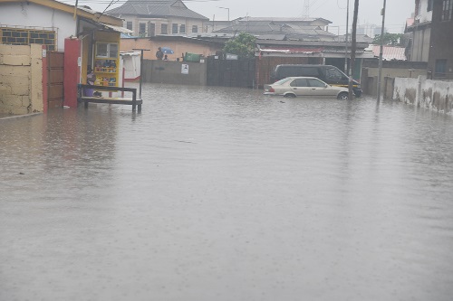 Parts of Adabraka Official Town inundated by floods after a recent rain