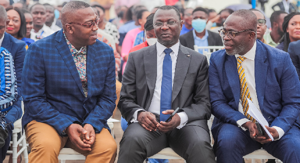 The Chief Executive Officer of Ghana National Gas Company, Dr Ben Asante (left) interacting with some ministers at the event