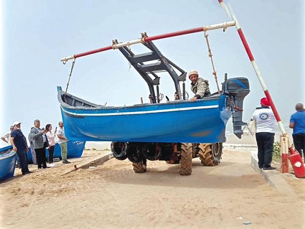 The landing area for the fishing canoes at Agadir