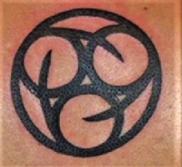 Tattoo of 666. Negative and self-destructive