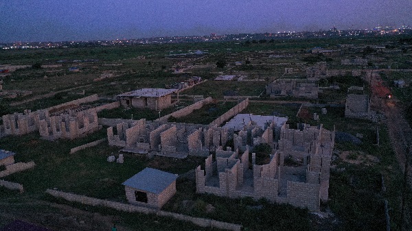 Some uncompleted buildings at the Sakumo Ramsar site