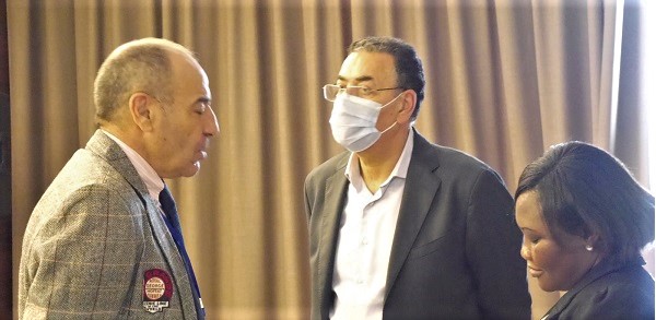 Mr Abdelouahed Benabbbou (middle), Executive Secretary of ATLAFCO, speaking with our reporter through Mr Abdennaji Laamrich (left), an interpreter 