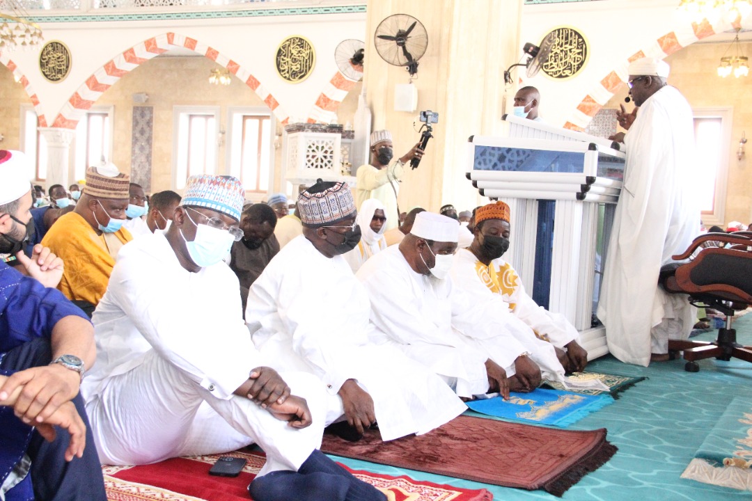 Vice President, Dr. Mahamudu Bawumia (middle) as he joined colleague Muslims to pray for Ghana