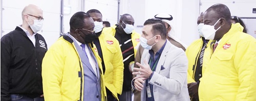 Mr Ahmad Nasri (2nd from right), General Manager of Del Monte, briefing Dr Owusu Afriyie Akoto (2nd from left),  Minister of Food and Agriculture, and members of the delegation
