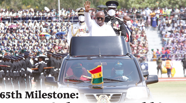  President Akufo-Addo responding to cheers at the parade. Picture: SAMUEL TEI ADANO