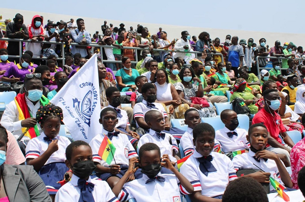 Some students of the Aggrey Memorial Ame Zion and Crown of Glory schools from the Abura Asebu Kwamankese District at the ceremony