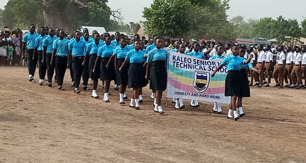 Students of Kaleo Senior High Technical School taking part in the march past during Ghana's 65th independence celebrations in the Upper west region