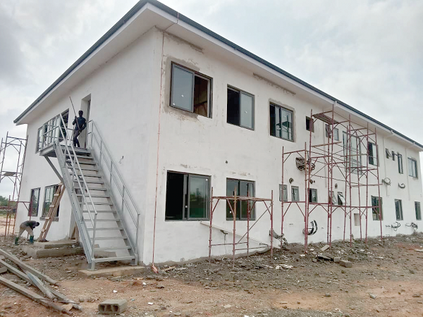 An office block at the Assakae waste treatment plant that is almost completed