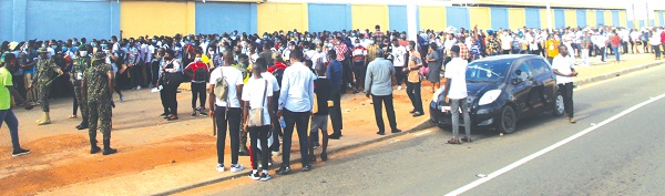Youth queued up at the El-Wak stadium for the GIS recruitment exercise last year