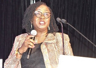 Sheila Y.N. Minkah-Premo, Convenor, Affirmative Action Bill, giving the keynote address at the media launch. Picture: ERNEST KODZI