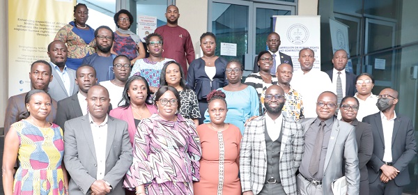 Mercy Larbi (3rd from left front row), Deputy Commissioner, Commission on Human Rights and Administrative Justice, Ghana, with the participants after the training. Picture: EDNA SALVO-KOTEY