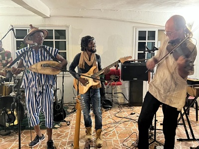 (From left) Awingura, Naya Plange and Kwame Thomas playing at the Highlife Jamboree Night