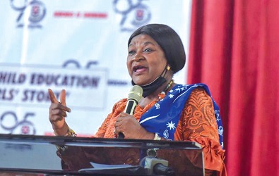 Patience Diana Tetteh, an agriculturist, economist and SMEs specialist addressing the students