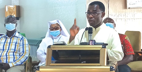  Rev. Fr Louis Cecilia Adu-Poku, the author, speaking at the launch